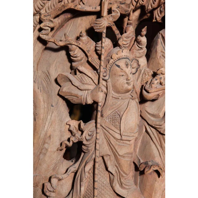 Antique Qing Dynasty Hand-Carved Wood Temple Corbels, 19th Century - a Pair For Sale - Image 10 of 11