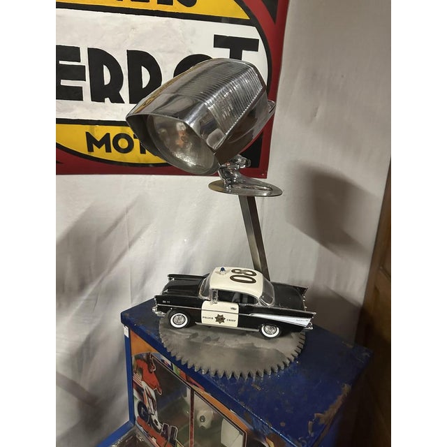 Gray American Police Lamp with Retro Headlight, 1960s For Sale - Image 8 of 8
