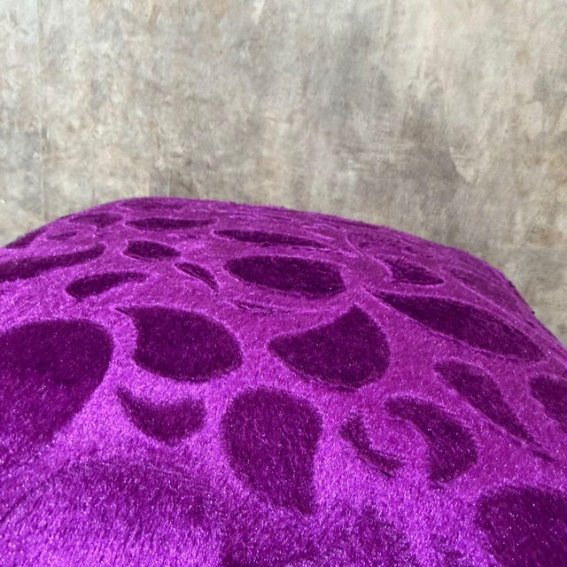 Textile Magenta Floral Pattern Velvet Cushion Cover For Sale - Image 7 of 10