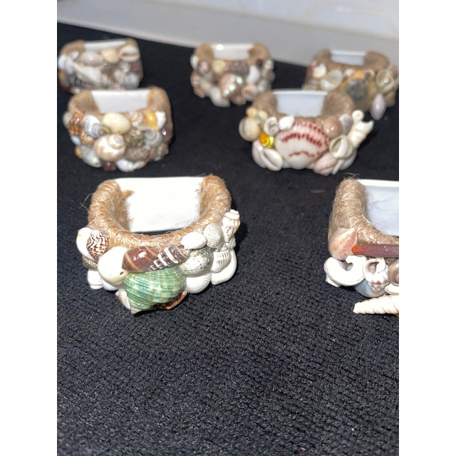 1990s Nautical Napkin Rings With Real Seashells Adorning the Ring - Set of 12 For Sale - Image 4 of 12