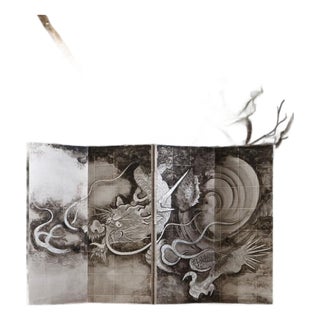 Made-to-Order Japanese Four-Panel Folding Screen “Cloud Dragon” Inspired by Kaihoku Yūshō | Crafted by Kanazawa Leaf Artisans For Sale