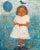 Girl With Blue Balloon 2005 Large Statement Piece Oil Painting by Zaza Khabuliani, Original, Signed For Sale