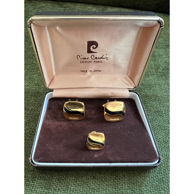 Rare Vintage PIERRE CARDIN CUFFLINKS & Tie Pin In Original Case Circa "1960" For Sale - Image 9 of 18
