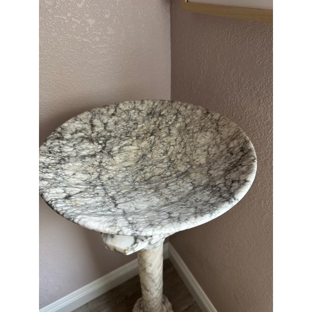 Traditional Vintage Alabaster Marble Compote Pedestal Bowl For Sale - Image 3 of 8