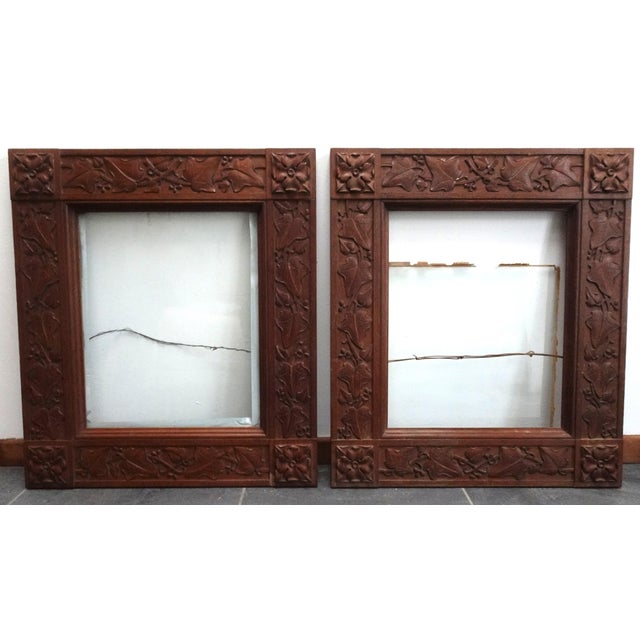 Large Art Nouveau Carved Wooden Frames with Glass, 1890s, Set of 2 For Sale - Image 16 of 16