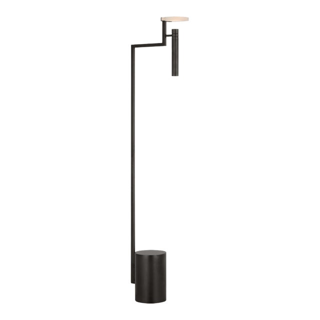 Kelly Wearstler by Visual Comfort Signature Melange 52" Floating Disc Floor Lamp in Bronze with Alabaster For Sale