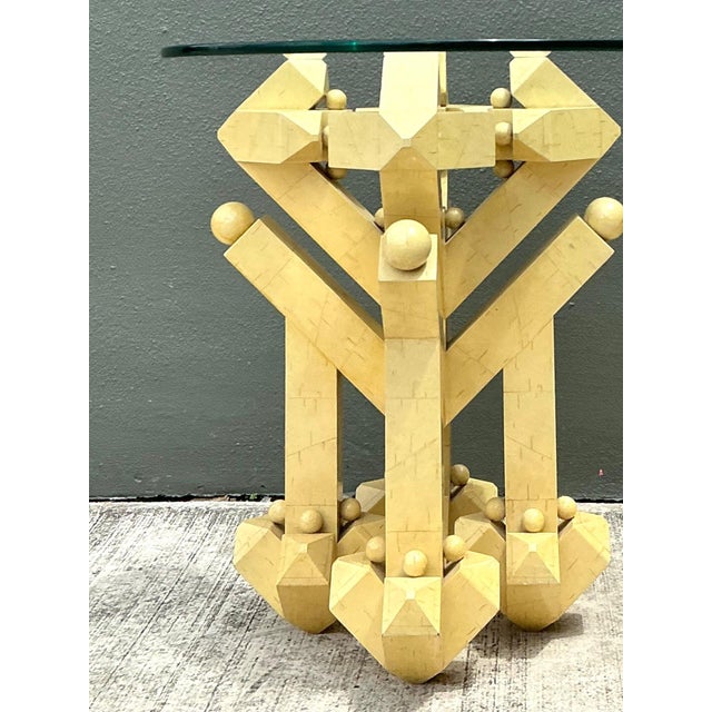 Wood Vintage Postmodern Abstract Wood and Glass Table For Sale - Image 7 of 12