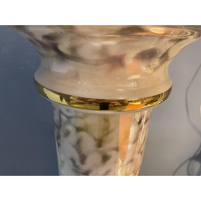 Italian Ceramic Pillar Pedestal with Table Lamp, 1980s For Sale - Image 4 of 18