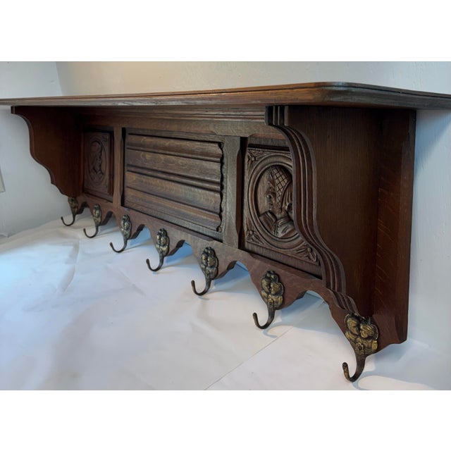 Mid 20th Century Vintage French Carved Wood Coat or Pot Rack For Sale - Image 5 of 12