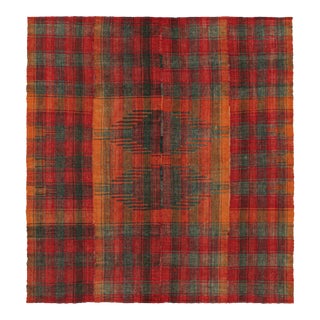 Vintage Shiraz Persian Kilim in Black, Red and Orange Stripes by Rug & Kilim For Sale