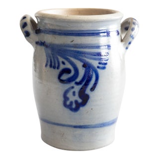 Antique Westerwald German Salt Glazed Stoneware Crock For Sale