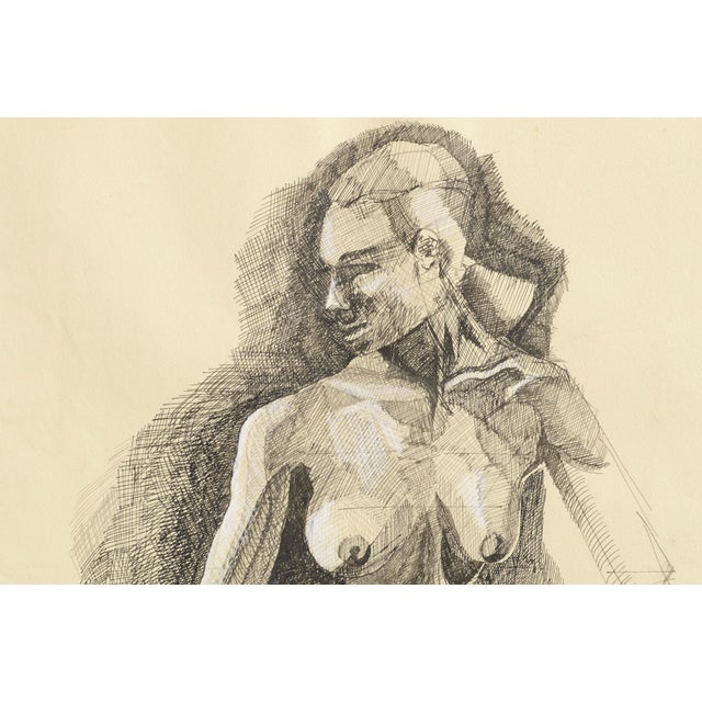 Late 20th Century Michael William Eggleston Two Nudes Realism Pencil and Gouache on Paper Circa 1980s For Sale - Image 5 of 8