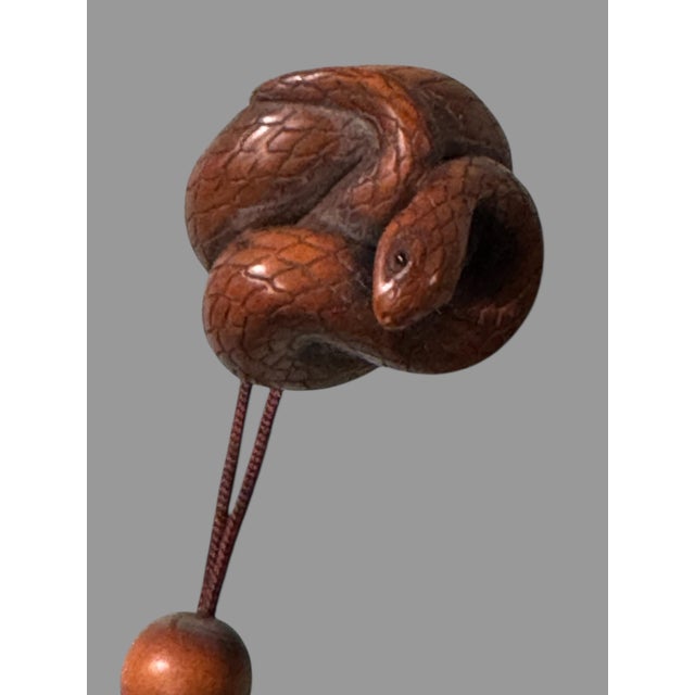 Antique Japanese Carved Boxwood Inro & Netsuke with Mice & Snakes in a Basket In good original condition showing some...