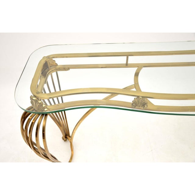 Metal Vintage Italian Brass and Glass Console Table, 1960s For Sale - Image 7 of 12