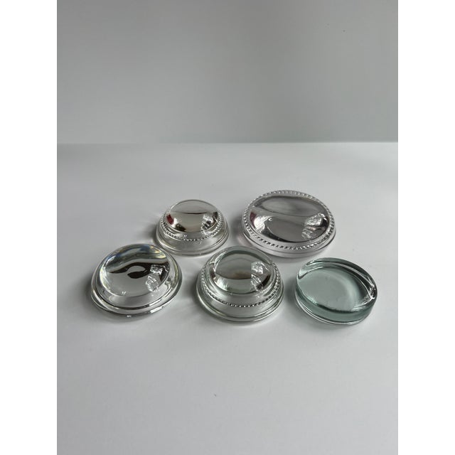 1960s Clear Glass Convex Paperweight Collection For Sale - Image 5 of 5