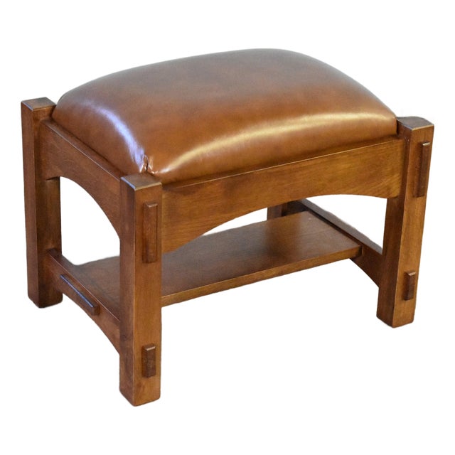 Arts & Crafts Quarter Sawn Oak Mission Foot Stool Light For Sale