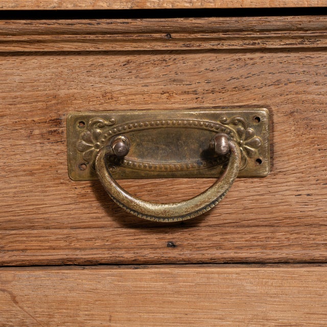 Pair of Oak Chests of Drawers with Brass Hardware, Antique, France, Early 20th Century For Sale - Image 9 of 16