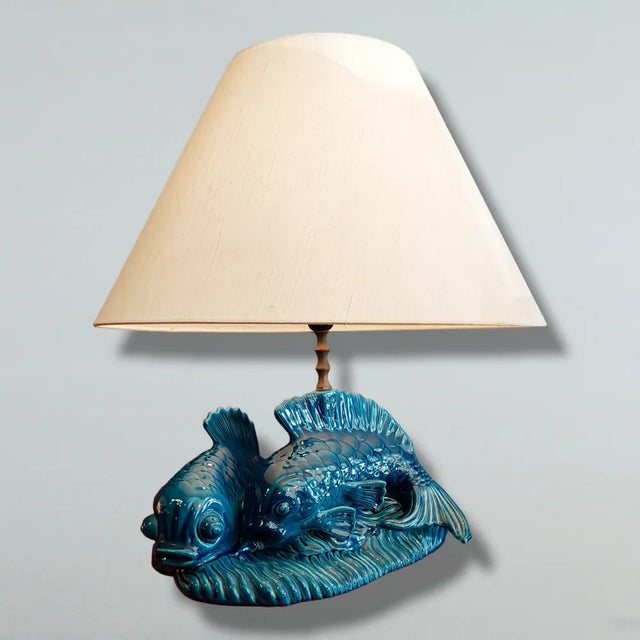 Ceramic Table Lamp with the Shape of Carpe Koi, Italy, 1970s For Sale - Image 12 of 12
