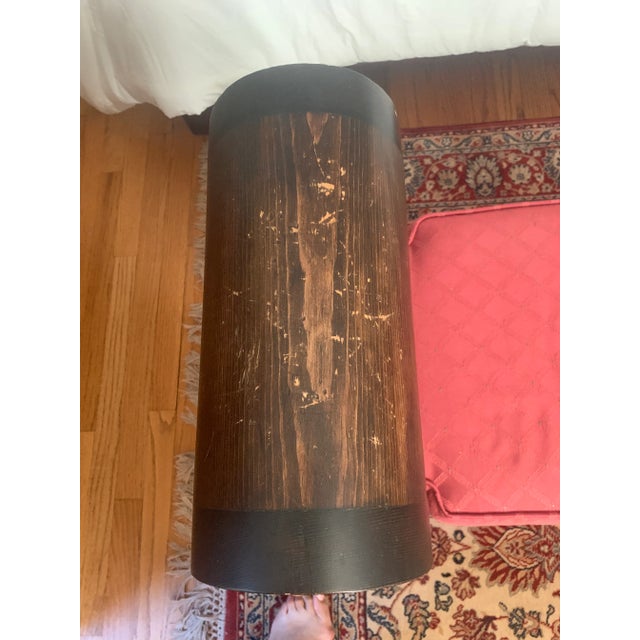 American 1970s Vintage Handmade Wooden Bench Seat With Cushion For Sale - Image 3 of 8