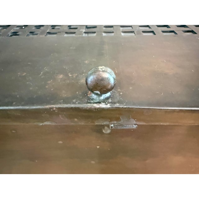 Large Vintage Tinplate Metal Box With Glass Dividers For Sale - Image 12 of 12