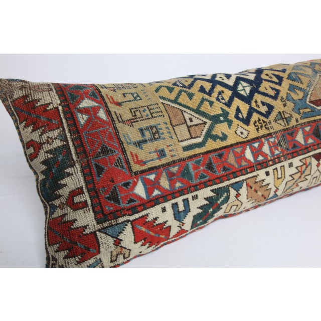 Yellow Antique Caucasian Shirvan Yellow Tone Rug Pillow Cushion Cover -16'' X 47'' For Sale - Image 8 of 11