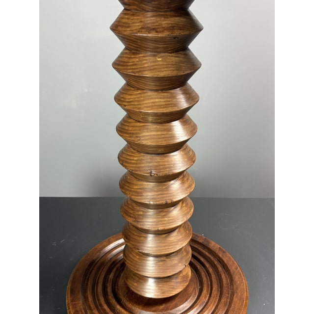 Mid-Century French Brutalist Turned Wood Winepress Side Table in the style of Charles Dudouyt, 1950s For Sale - Image 9 of 16
