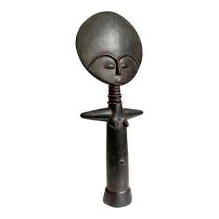 Vintage African Statue Ashanti or Asante "Akua'ba" Wooden Fertility Doll From Ghana For Sale