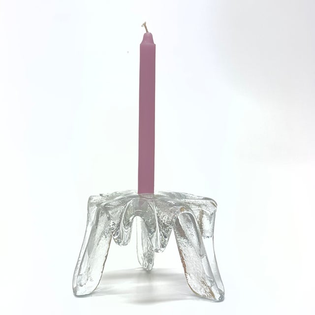 Mid-Century Modern Mid-Century Modern Ice Floe Candleholder by Don Shepherd for Blenko For Sale - Image 3 of 9
