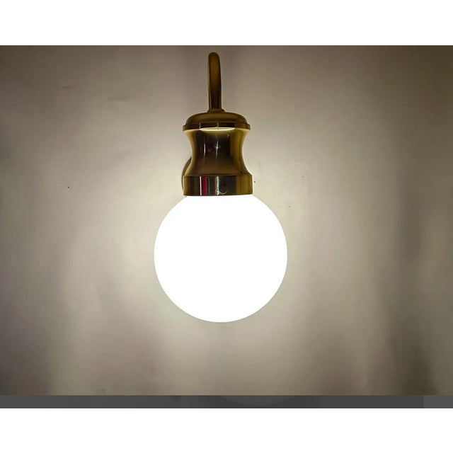 Azucena Large Sconce in Brass and Opaline, 1950s For Sale - Image 4 of 12