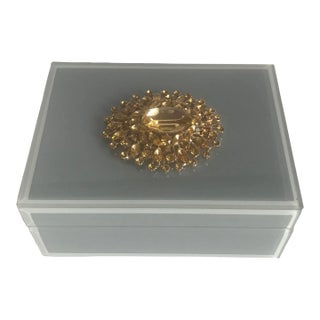 Light Gray Jewelry Box With Brooch For Sale