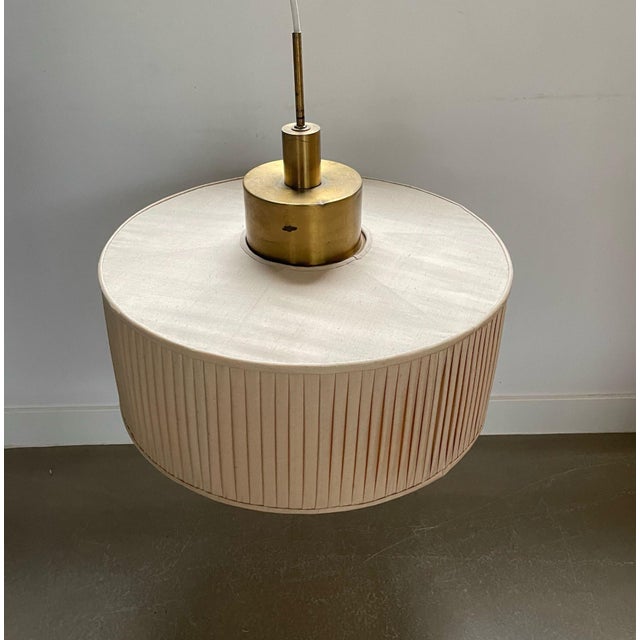 Vintage Pendant Lamp with Pleated Shade, 1960s For Sale - Image 4 of 10