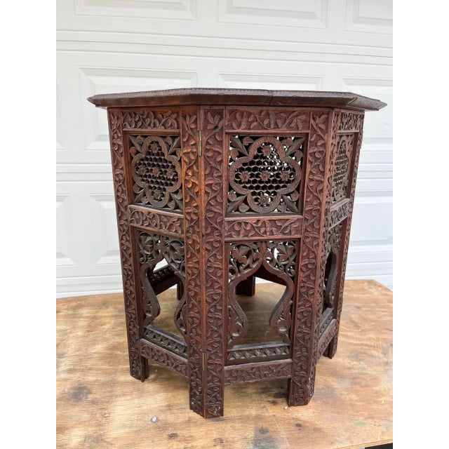 Antique Hand Carved Moorish Style Octagon Side Table Tabouret For Sale - Image 11 of 12