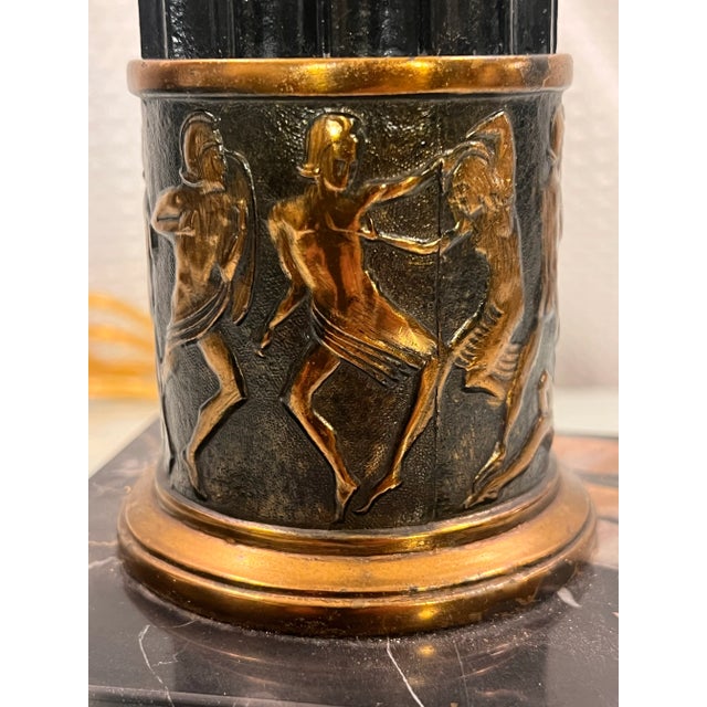 1950s Neoclassical Patinated Bronze Column Table Lamp by Crest Co For Sale In Mobile - Image 6 of 12