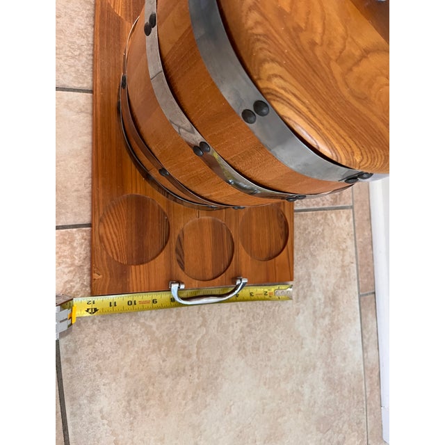 Vintage Towle Silversmiths Wooden Ice Bucket/ Wine Chiller Barrel and Tray For Sale In New York - Image 6 of 12