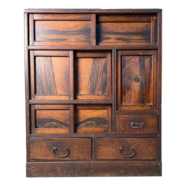 Japanese Tansu Cabinet with Sliding Doors, 1920s For Sale