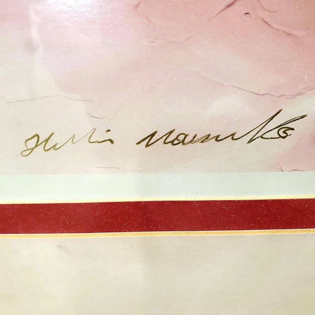 Scarlet 1980s "Keep on Playing" Figurative Signed Lithograph by H. Mavruk, Framed For Sale - Image 8 of 11