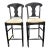 Ethan Allen Vintage French Country Rush Seat Bar Stools in Black, a Pair For Sale