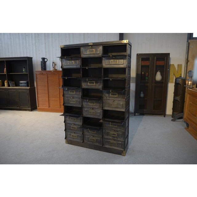 Metal French Strafor Flap Cabinet, 1920s For Sale - Image 7 of 12