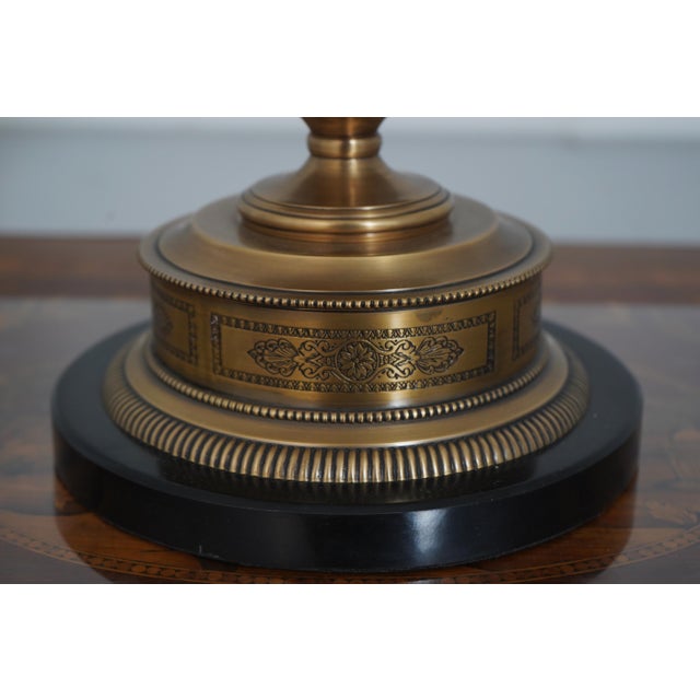 Pair Quality Large Glass & Brass Hurricane Candlesticks For Sale - Image 10 of 11