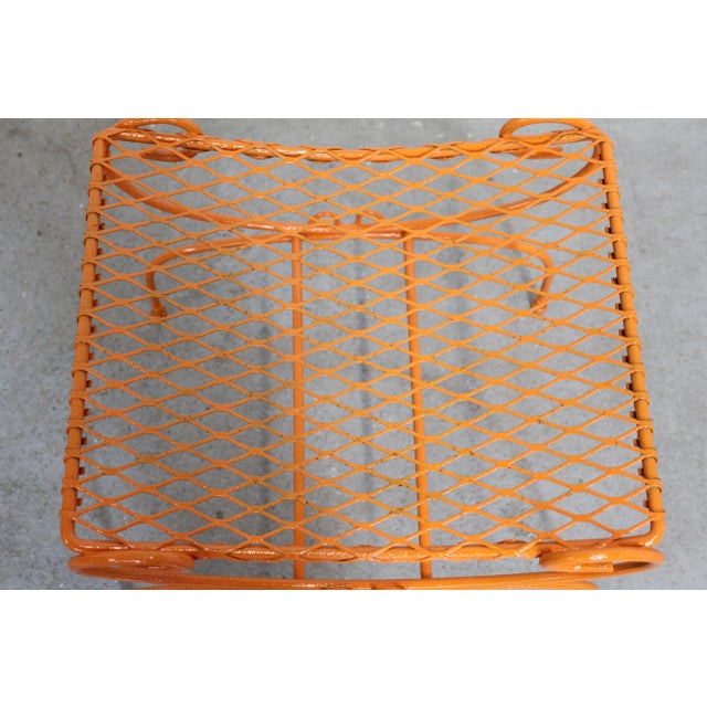 Vintage Mid-Century Modern Atomic Orange Metal Stool For Sale - Image 4 of 13