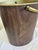 Mid 20th Century Vintage Faux Woodgrain Mid-Century Wastebasket With Brass Handle For Sale - Image 5 of 10