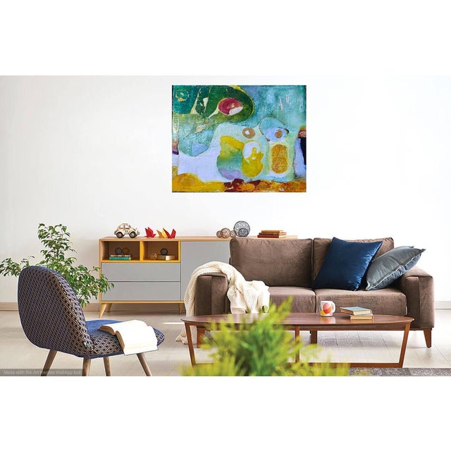 2010s "Moss and Sunlight" Abstract Beautiful Colorful Modern Painting by Artist Sonia Gold For Sale - Image 5 of 17