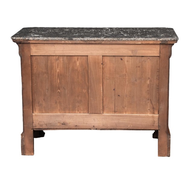 Wood French Louis Philippe Chest or Commode of Burr Walnut With Marble Top For Sale - Image 7 of 12