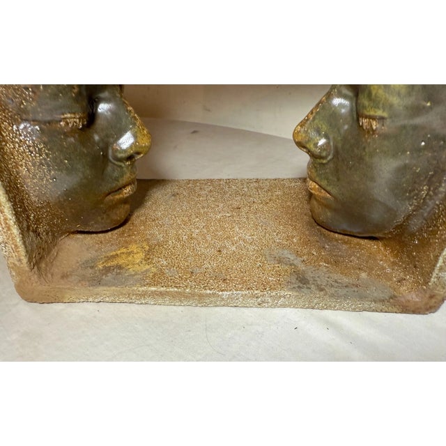 1980s Modern Earthenware Pottery Figural Face to Face Sculpture Statue Brick Planter For Sale - Image 14 of 14