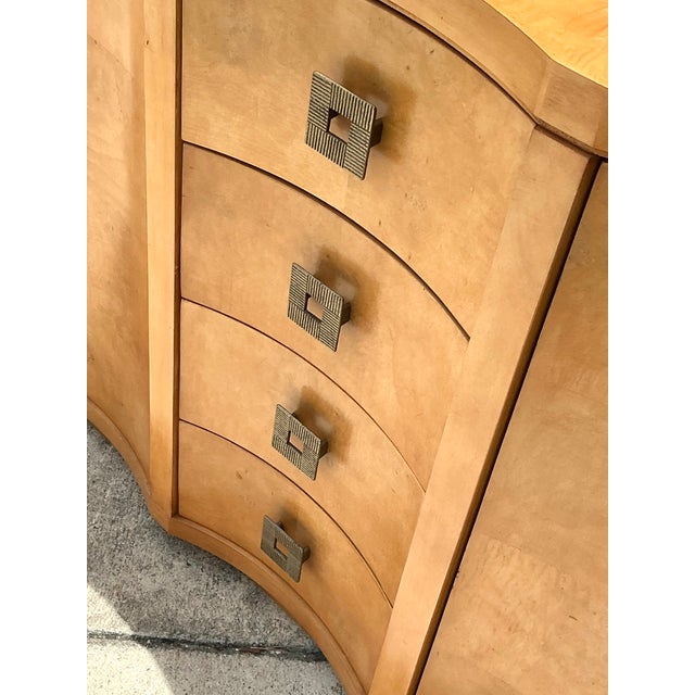 Vintage Deco Burl Wood and Metal Chest of Drawers - A Pair For Sale - Image 9 of 12