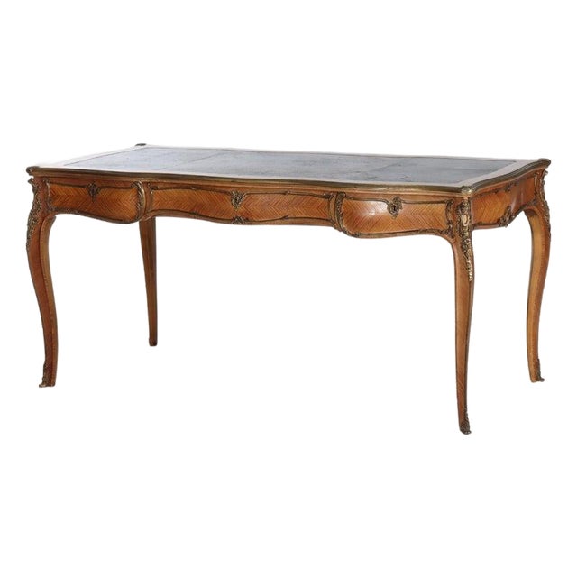 Antique French Louis XV Bureau Plat Rosewood Inlaid Attributed to François Linke 19th C For Sale