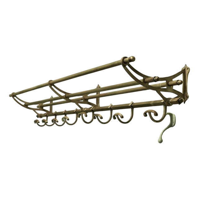 French Art Deco Brass Hat and Coat Rack, 1920s For Sale