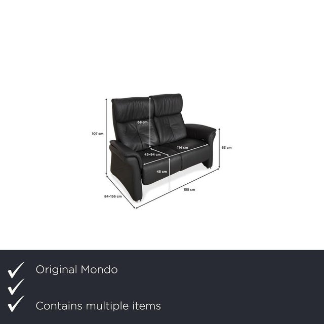 Modern Dark Grey Leather Varia Two-Seater Sofas with Manual Function from Mondo, Set of 2 For Sale - Image 3 of 18