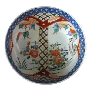 Japanese Hand Painted Imari Flower Serving Bowl