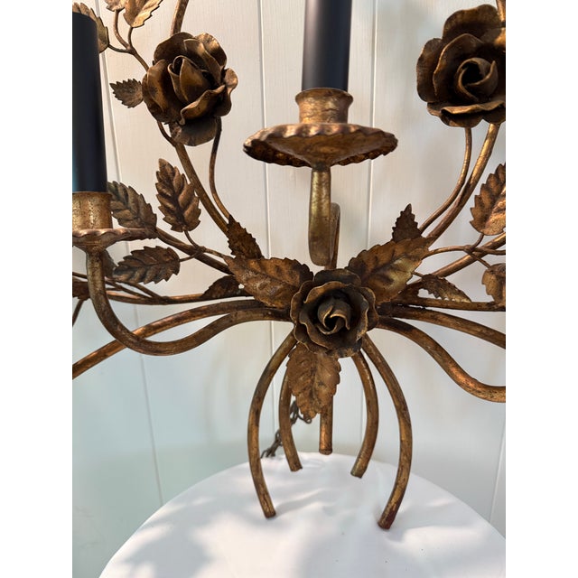 Vintage Italian Gilt Tole Sconce For Sale - Image 9 of 10